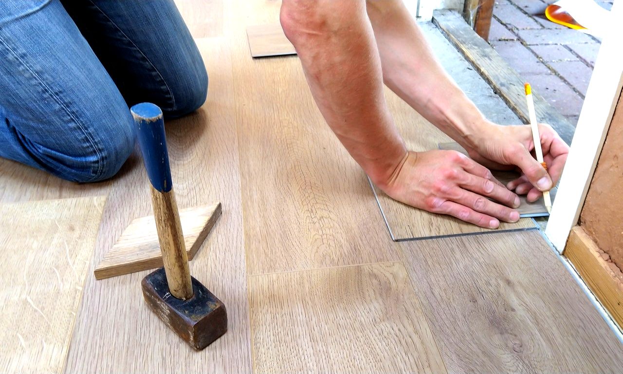 A man working on house renovation.